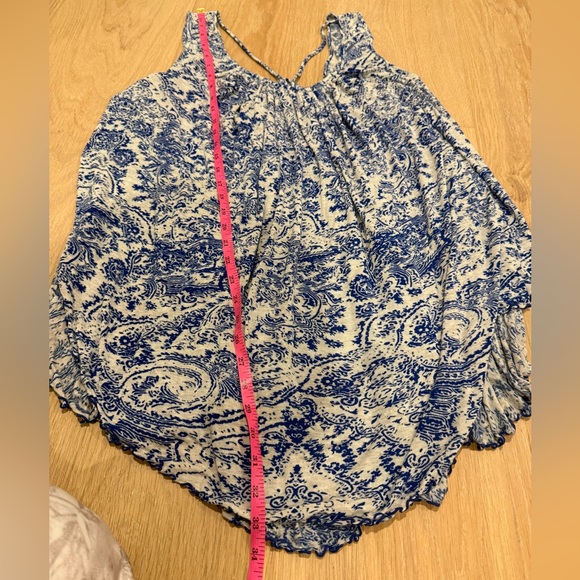 Free People Blue and Cream Patterned Flowy Layered Dress - Picture 6 of 6